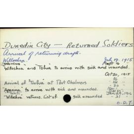 Dunedin City - Returned Soldiers