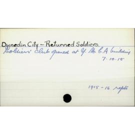Dunedin City - Returned Soldiers