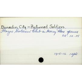 Dunedin City - Returned Soldiers