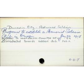 Dunedin City - Returned Soldiers.