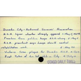 Dunedin City - Returned Services' Association