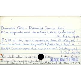 Dunedin City - Returned Services Assn.