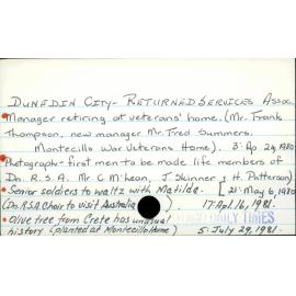 DUNEDIN CITY - RETURNED SERVICES Assoc.