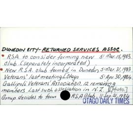 Dunedin City - Returned Services Association