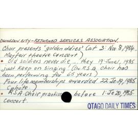 DUNEDIN CITY - RETURNED SERVICES ASSOCIATION.