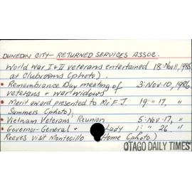 DUNEDIN CITY - RETURNED SERVICES ASSOC.