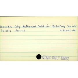Dunedin City - Returned Soldiers' Debating Society