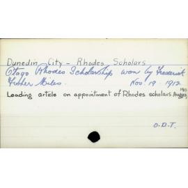 Dunedin City - Rhodes Scholars