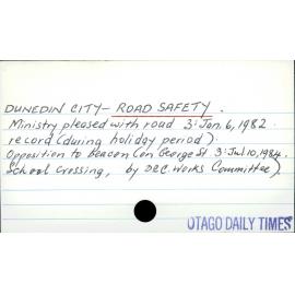 DUNEDIN CITY - ROAD SAFETY