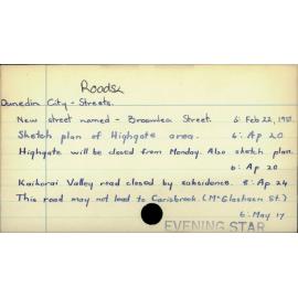 Dunedin City - Roads & Streets