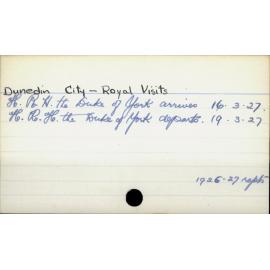 Dunedin City - Royal Visits