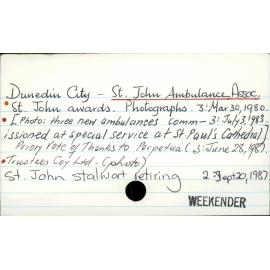 Dunedin City - St John Ambulance Association and Brigade