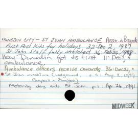 Dunedin City - St John Amblulance Association and Brighade