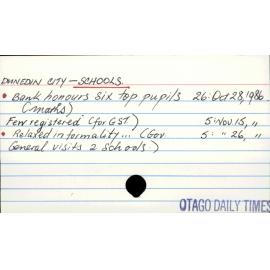 DUNEDIN CITY - SCHOOLS.