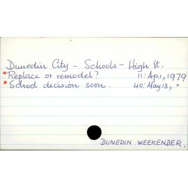 Dunedin City - Schools - High Street School