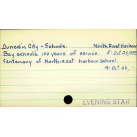 Dunedin City - Schools.  North East Harbour