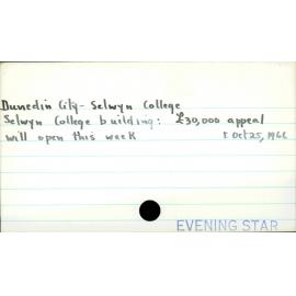 Dunedin City - Selwyn College