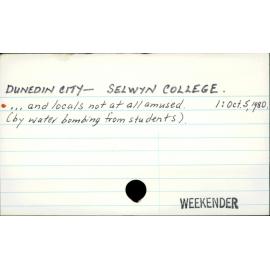 DUNEDIN CITY - SELWYN COLLEGE
