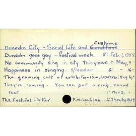 Dunedin City - Social life and customs 