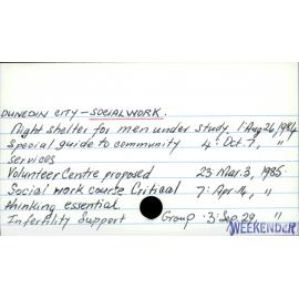 DUNEDIN CITY - SOCIAL WORK.