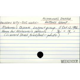 Dunedin City - Social  Work - Alzheimers Disease Support Group