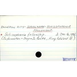 Dunedin City - Social Work - Schizophrenia Fellowship