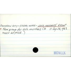 Dunedin City - Social Work - Solo Mothers' Group