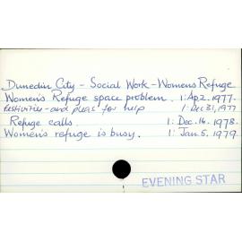 Dunedin City - Social Work - Women's Refuge