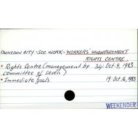 Dunedin City - Social Work - Workers' Unemployment Rights Centre