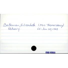 Bateman, Elizabeth (Mrs Thomas Henry)