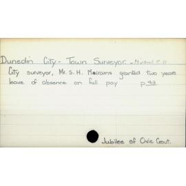 Dunedin City - Town Surveyor 