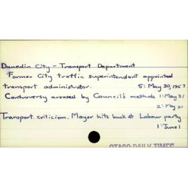 Dunedin City - Transport Department
