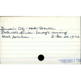 Dunedin City - Water Pollution