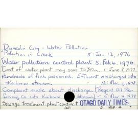 Dunedin City - Water Pollution