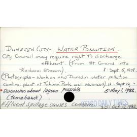 DUNEDIN CITY - WATER POLLUTION