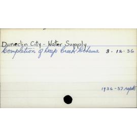 Dunedin City - Water Supply 