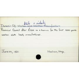 Dunedin City - Wool Trade and Industry