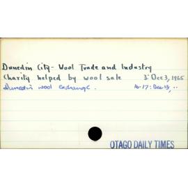 Dunedin City - Wool Trade and Industry