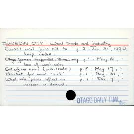Dunedin City - Wool Trade and Industry