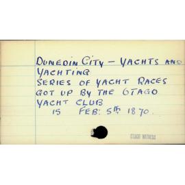 DUNEDIN CITY - YACHTS AND YACHTING