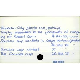 Dunedin City - Yachts and Yachting
