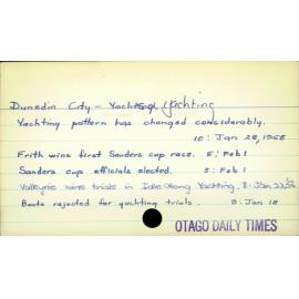 Dunedin City - Yachts and Yachting