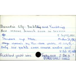 Dunedin City - Yachts and Yachting 