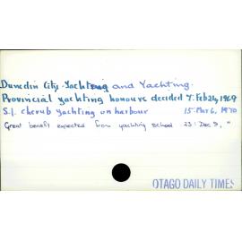 Dunedin City - Yachts and Yachting 