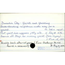 Dunedin City - Yachts and Yachting 