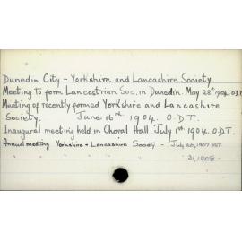 Dunedin City - Yorkshire and Lancashire Society