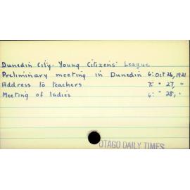 Dunedin City - Young Citizens' League