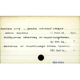 Dunedin City - Young Citizens' League