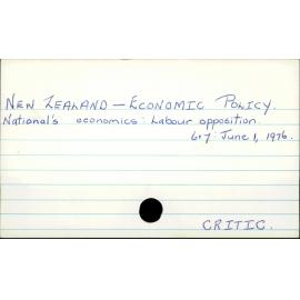 NEW ZEALAND - ECONOMIC POLICY