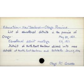 Education - New Zealand - Otago Province.